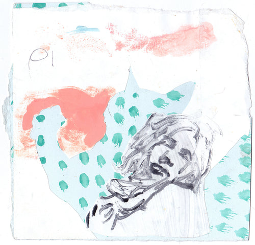 Self-Portrait with Chino - Mixed Media Collage by Heather La Force