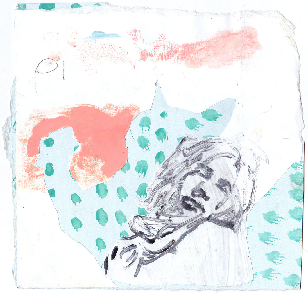 Self-Portrait with Chino - Mixed Media Collage by Heather La Force